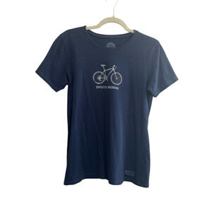 Life Is Good Shirt Womens Medium Crusher Tee Spokes Woman Bike Bicycle #5350